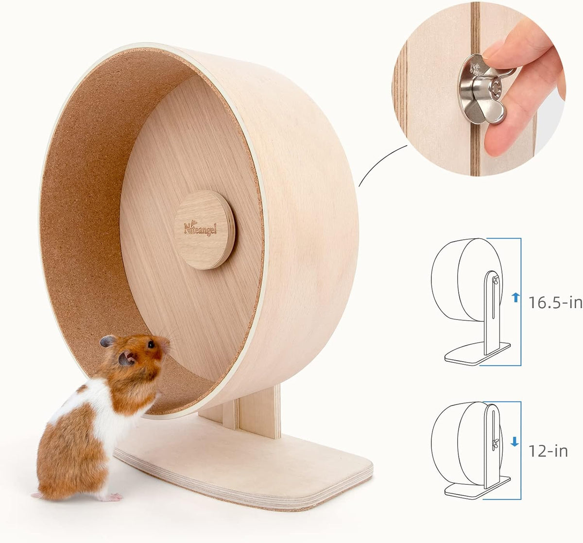 Niteangel Wooden Hamster Exercise Wheel: - M - image 3