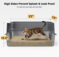 FURTIME Stainless Steel Cat Litter Box - Grey / Large - image 3