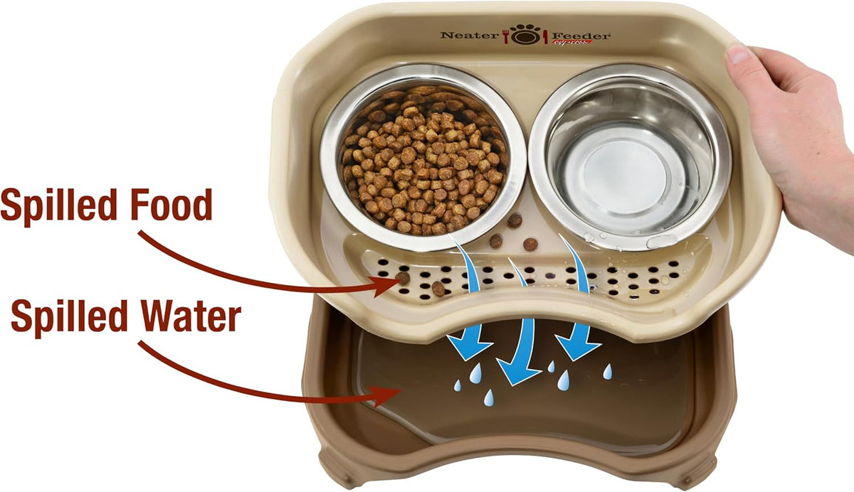Neater Feeder Express Mess Proof Dog Bowls Elevated for Small Breeds - Small w/ Standard Bowls / Cappuccino - image 3