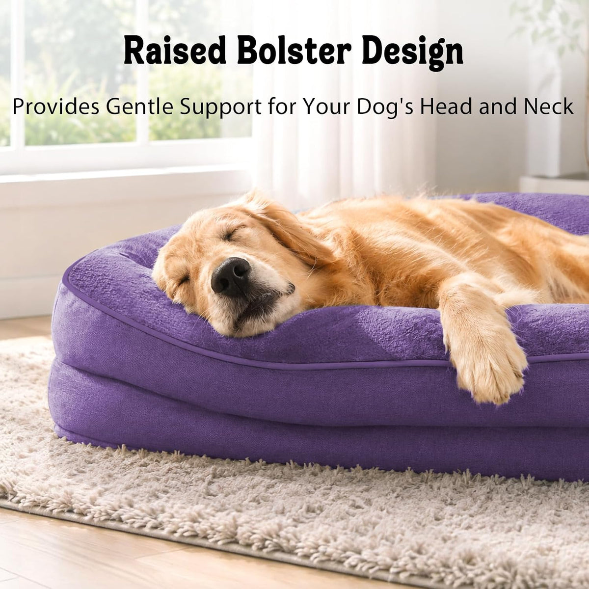 Waterproof Orthopedic Dog Bed for Large and Extra Large Dogs – Essentials for Dogs - Deep Purple / 42"L x 30"W x 7.5"Th - image 3