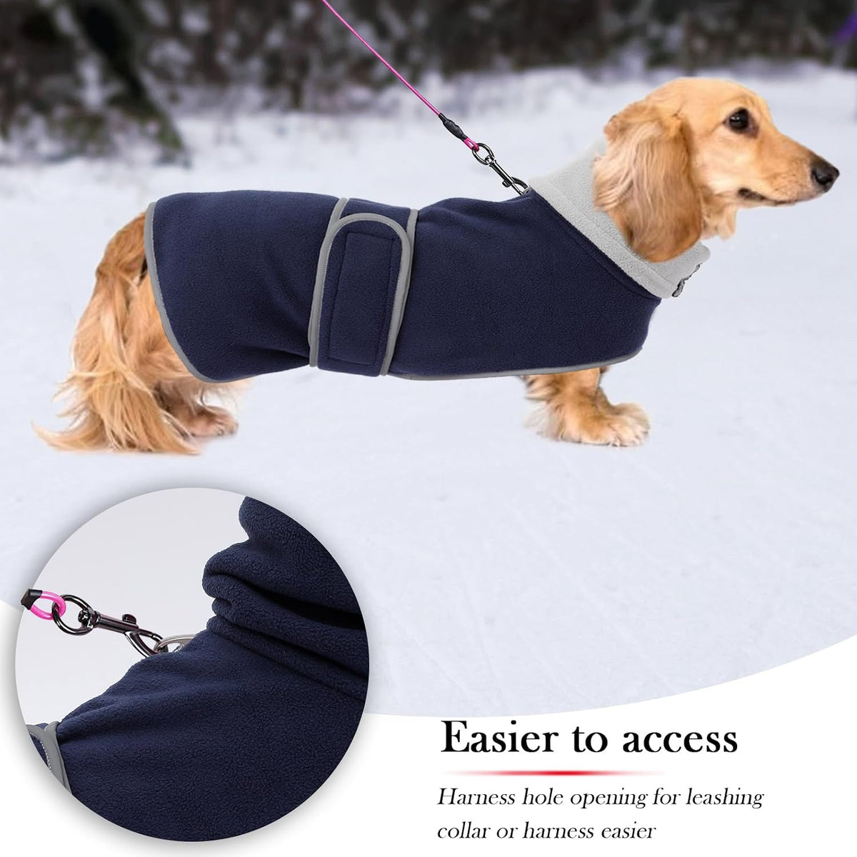 Dachshund Sweaters, Dachshund Coat Perfect Dog Winter Coat with Padded Fleece Lining - X-Small / Navy - image 3
