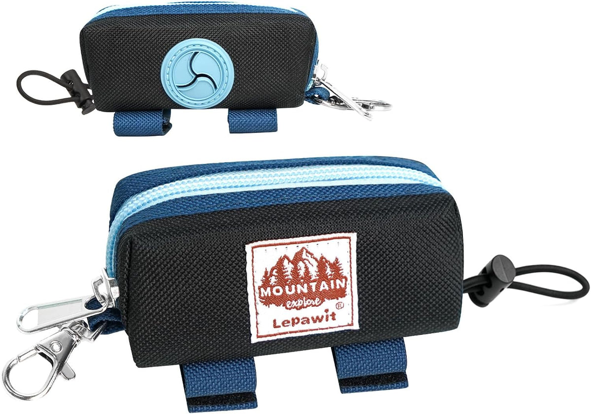 Dog Poop Bag Holder for Leash, Large-Capacity Canvas Pouch - Black