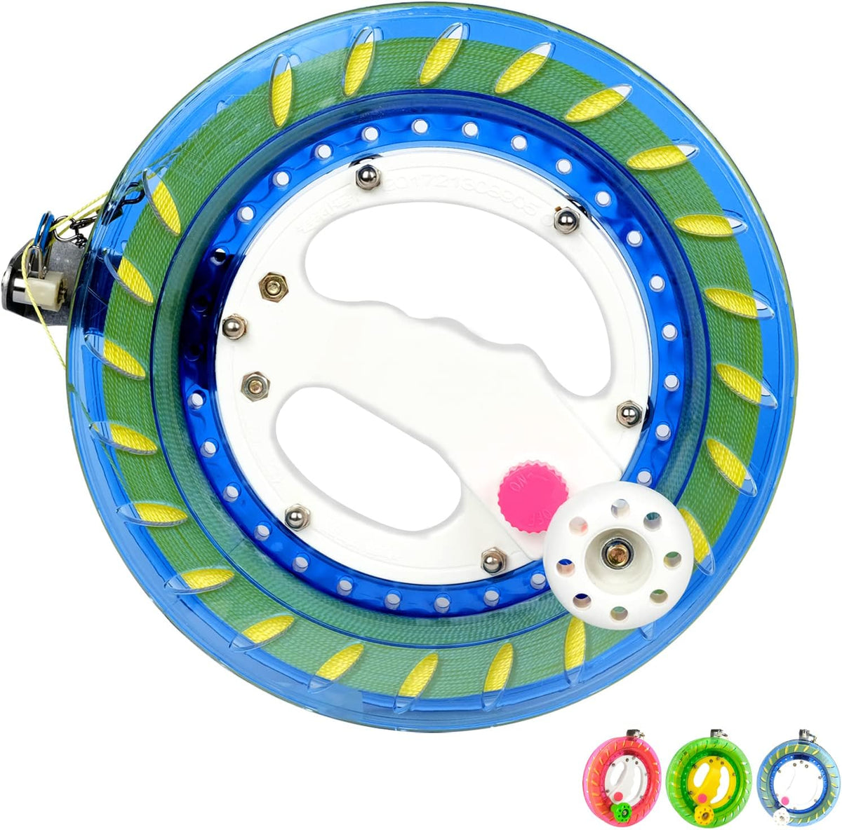 Simxkai Kite Line Winder – Beginner-Friendly Spool with Easy-Grip Handle – Fun for Kids & Family - 8in with 1000ft / Blue