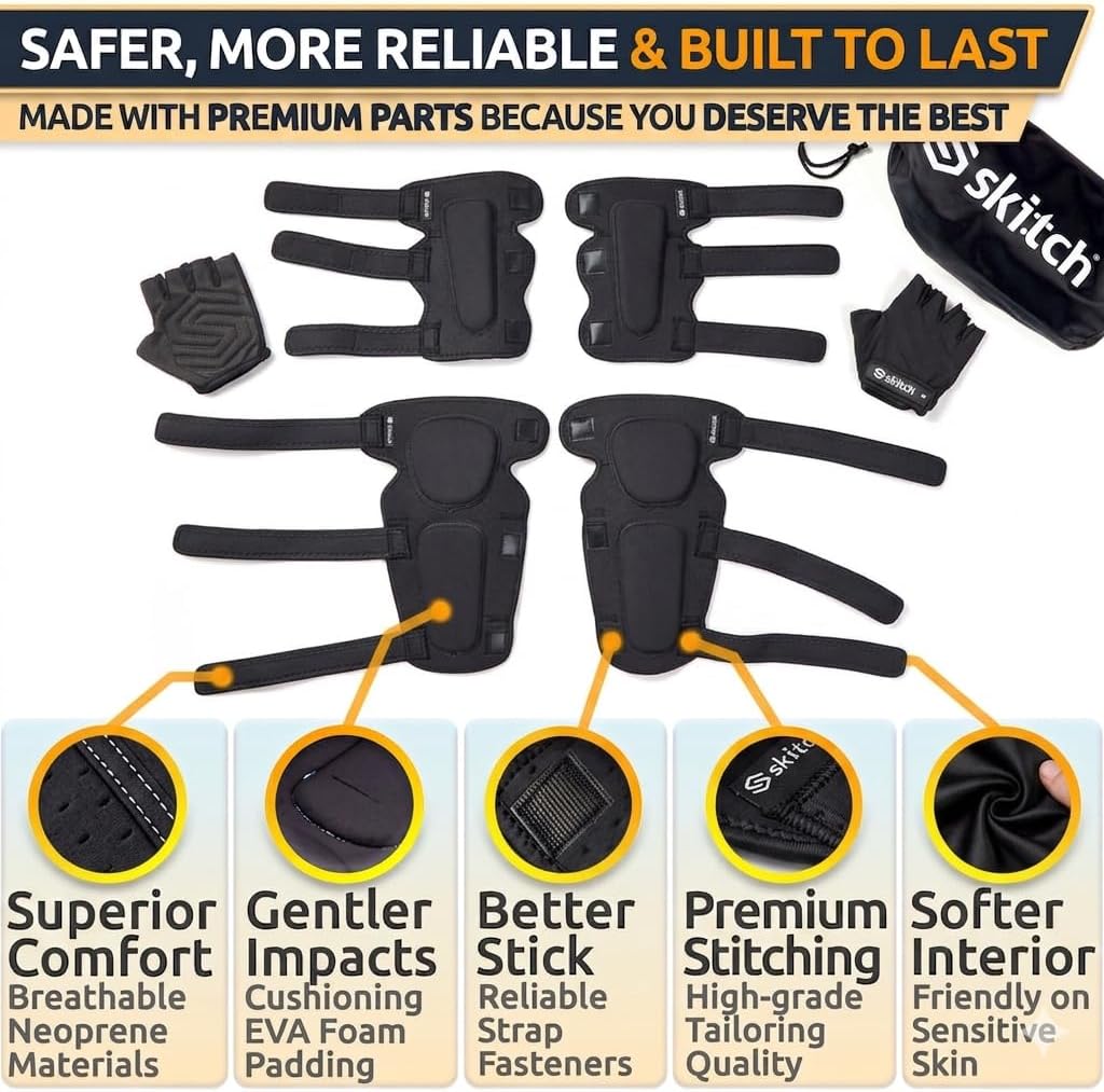 Skitch kids protective gear set with knee pads, elbow pads, wrist guards and bag - view 16