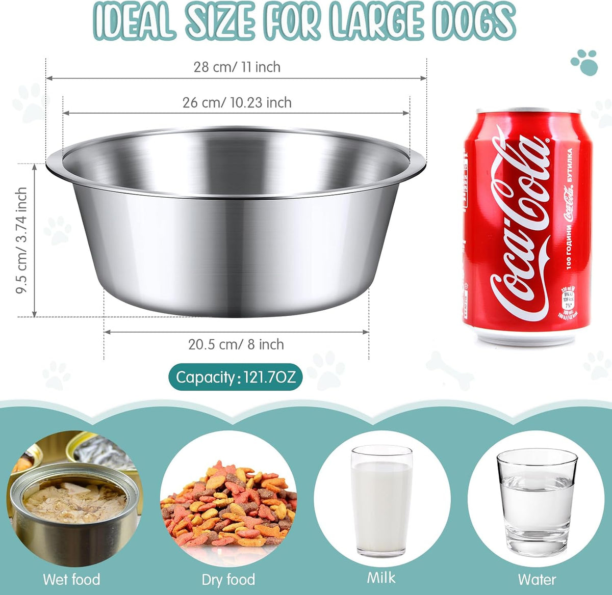 Yahenda 6 Pcs Stainless Steel Metal Dog Bowls Bulk Replacement Basic - 11 Inch - image 2