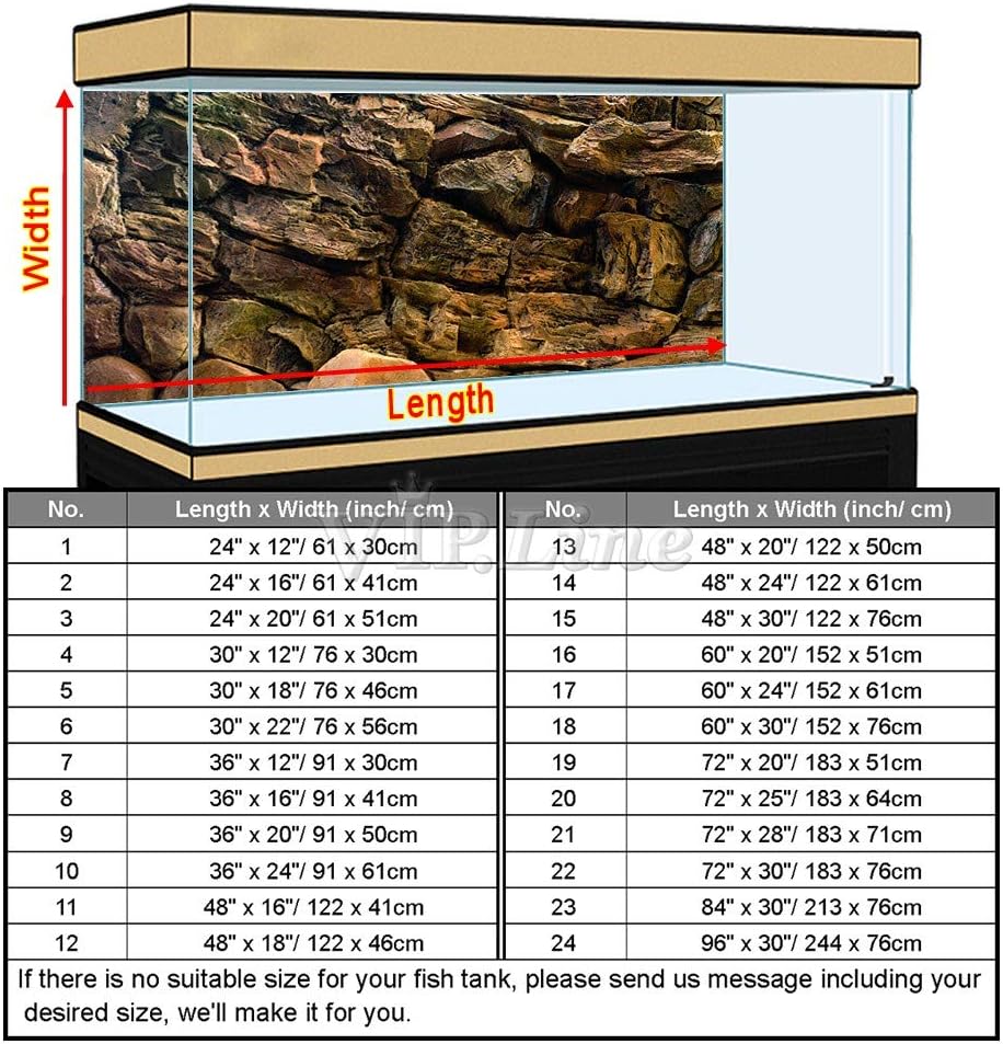 Rock Wall Aquarium Background Poster PVC Fish Tank Decor Landscape 24 - 48" x 20"/ 122 x 50cm