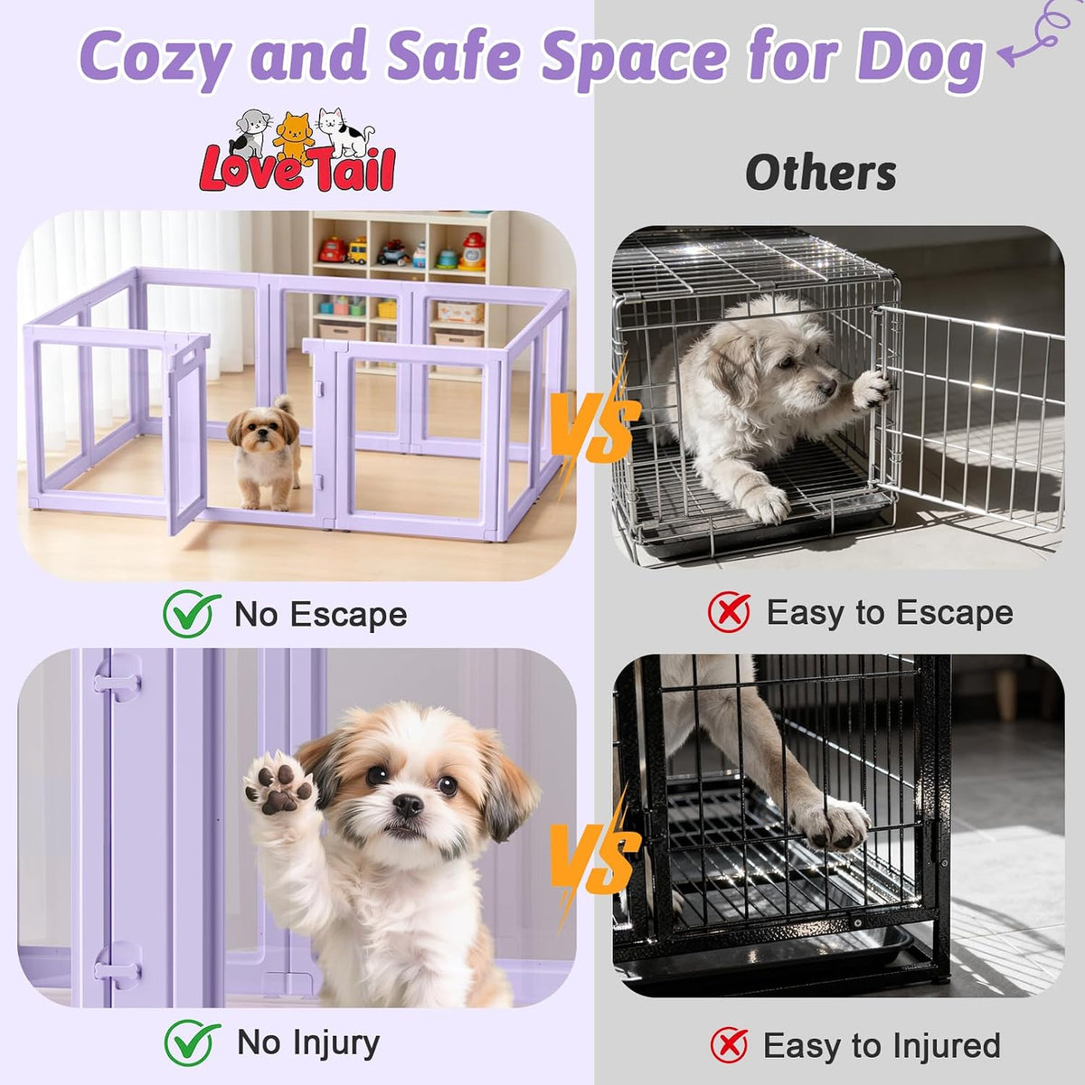 DIY Clear Acrylic Dog Playpen House - Purple / 10PCS / 23.6"H - image 2