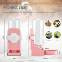 Rabbit Water Bottle No-Drip, Bunny Guinea Pig Water Dispenser – Essentials for Small Pets - Pink - image 2