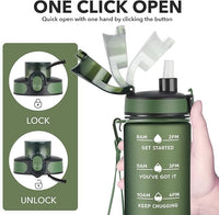 Enerbone Water Bottle, Leakproof BPA & Toxic Free, Motivational Water Bottle with Times to Drink and Straw, Fitness Sports Water Bottle with Strap for Office, Gym, Outdoor Sports