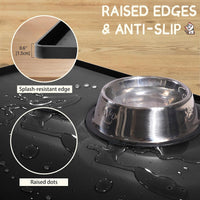 MateeyLife Silicone Cat & Dog Food Mat for Floors Waterproof - Black / 24"L x 16"W - image 3