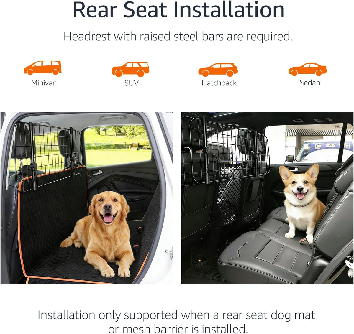 Amazon Basics Adjustable Dog Car Barrier for Vehicles, Black - image 2