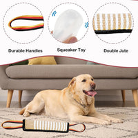 ASOCEA Dog Tug Toy,Bite Jute Pillow Pull Toy Squeaky Dog Toys with Handles – Essentials for Dogs - image 3
