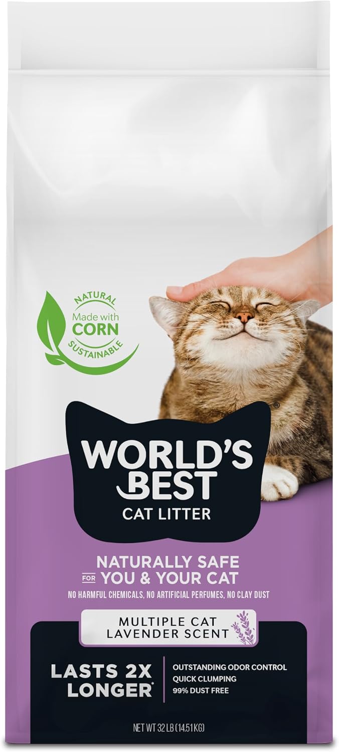 World's Best Cat Litter Lavender, Long-Lasting Odor Control - 32 pounds