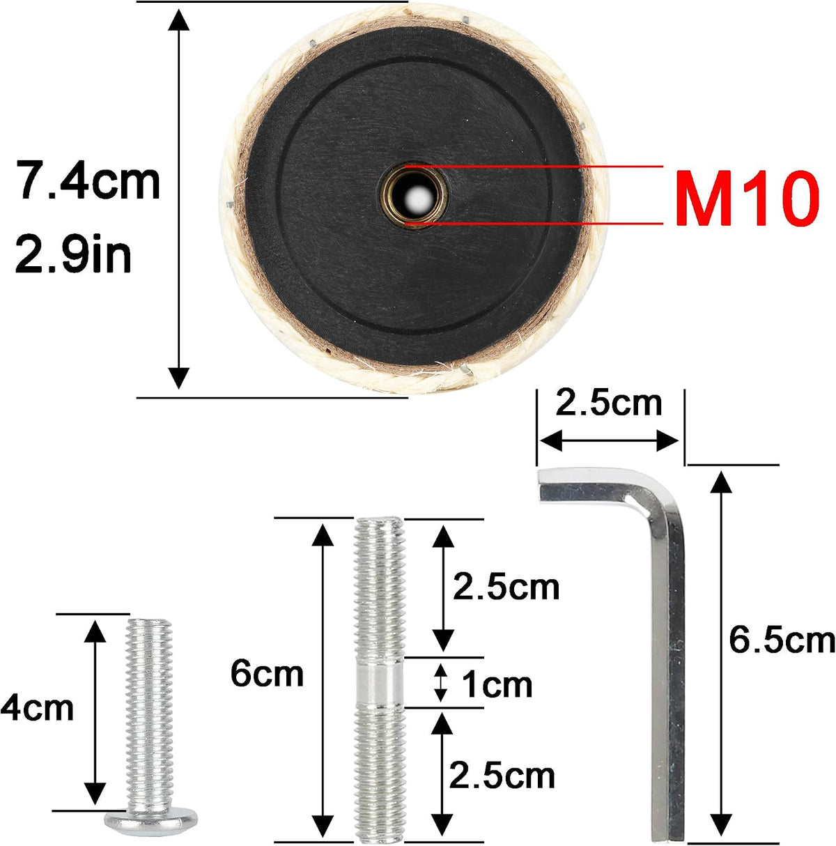 7.4cm 2.91in Diameter Cat Tree Scratching Post Replacement Sisal Pole - 15.75in/40cm / M10*2posts - image 3