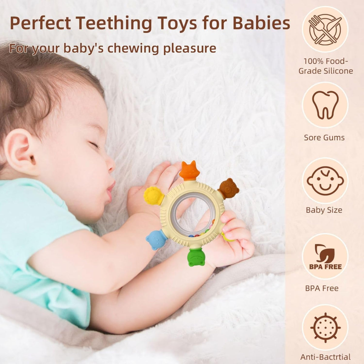 Baby Teething Toys Silicone Teethers BPA Free Silicone Rudder - Animals - image 4