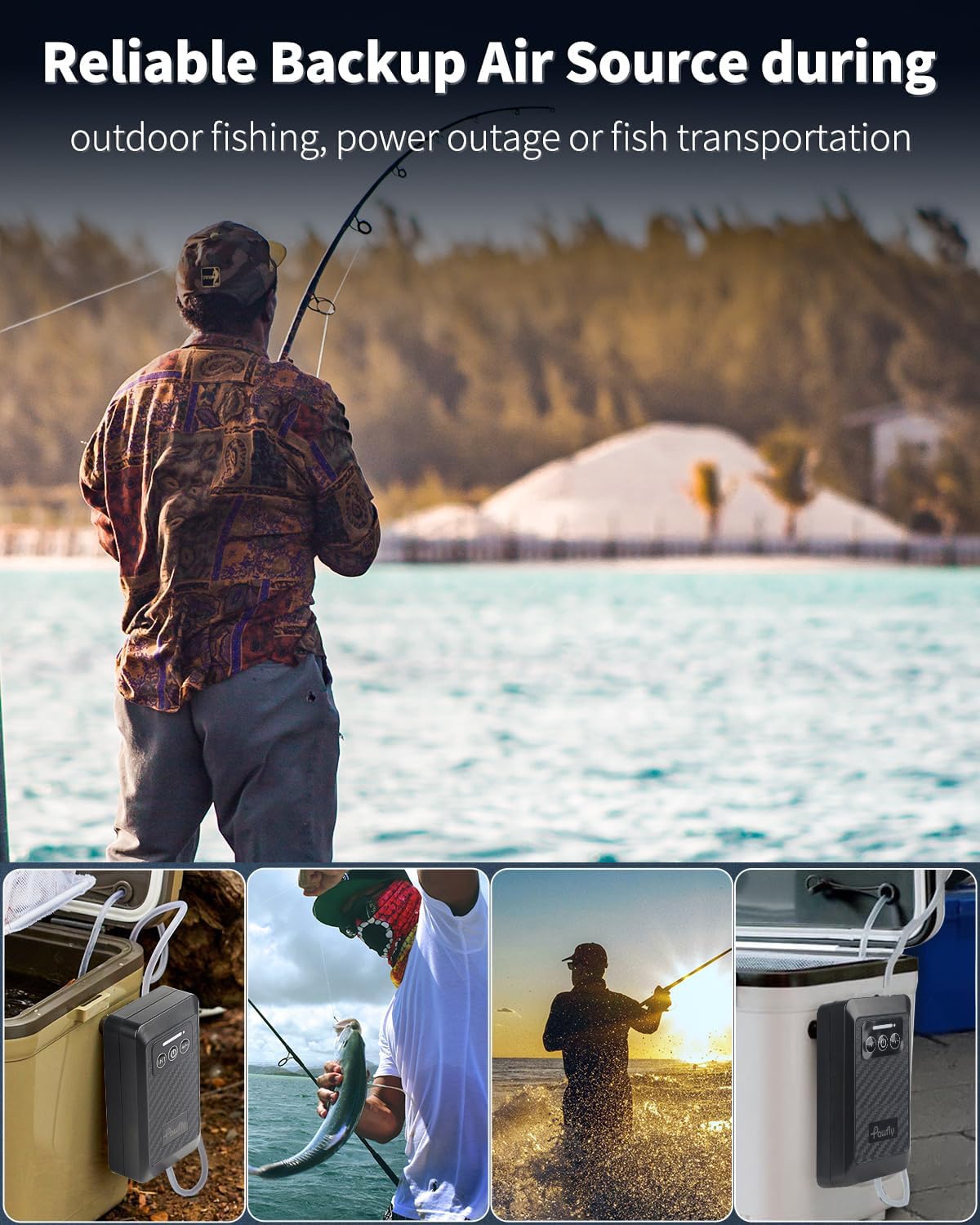 Pawfly Aquarium Lithium Battery Powered Air Pump USB Rechargeable - 60-100 Gal（3.5 W） - image 4