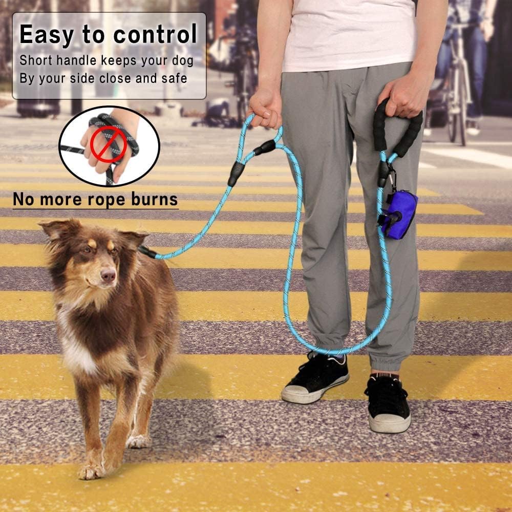 Plutus Pet Rope Dog Leash with Double Handles, Reflective - Rope-Blue - image 2