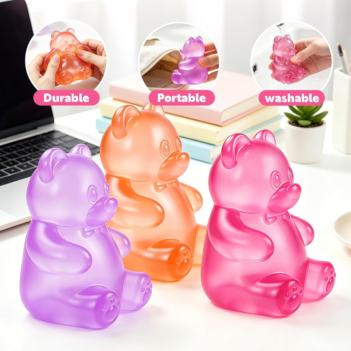 Bear Squishy, Stress Bear Taba Squishy - Purple - image 3