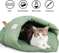 Cat Sleeping Bag Cave Bed with Non-Slip Bottom – Essentials for Cats - Green / M - image 2