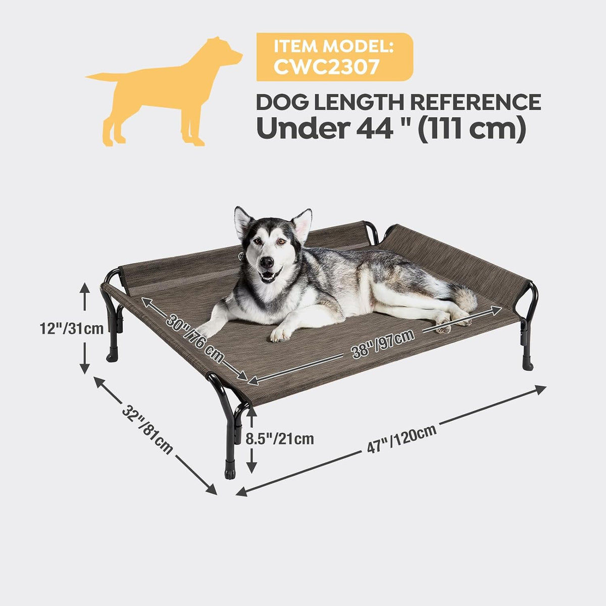 Veehoo Cooling Elevated Dog Bed - Brown / 47.0"L x 32.0"W x 12.0"Th - image 2