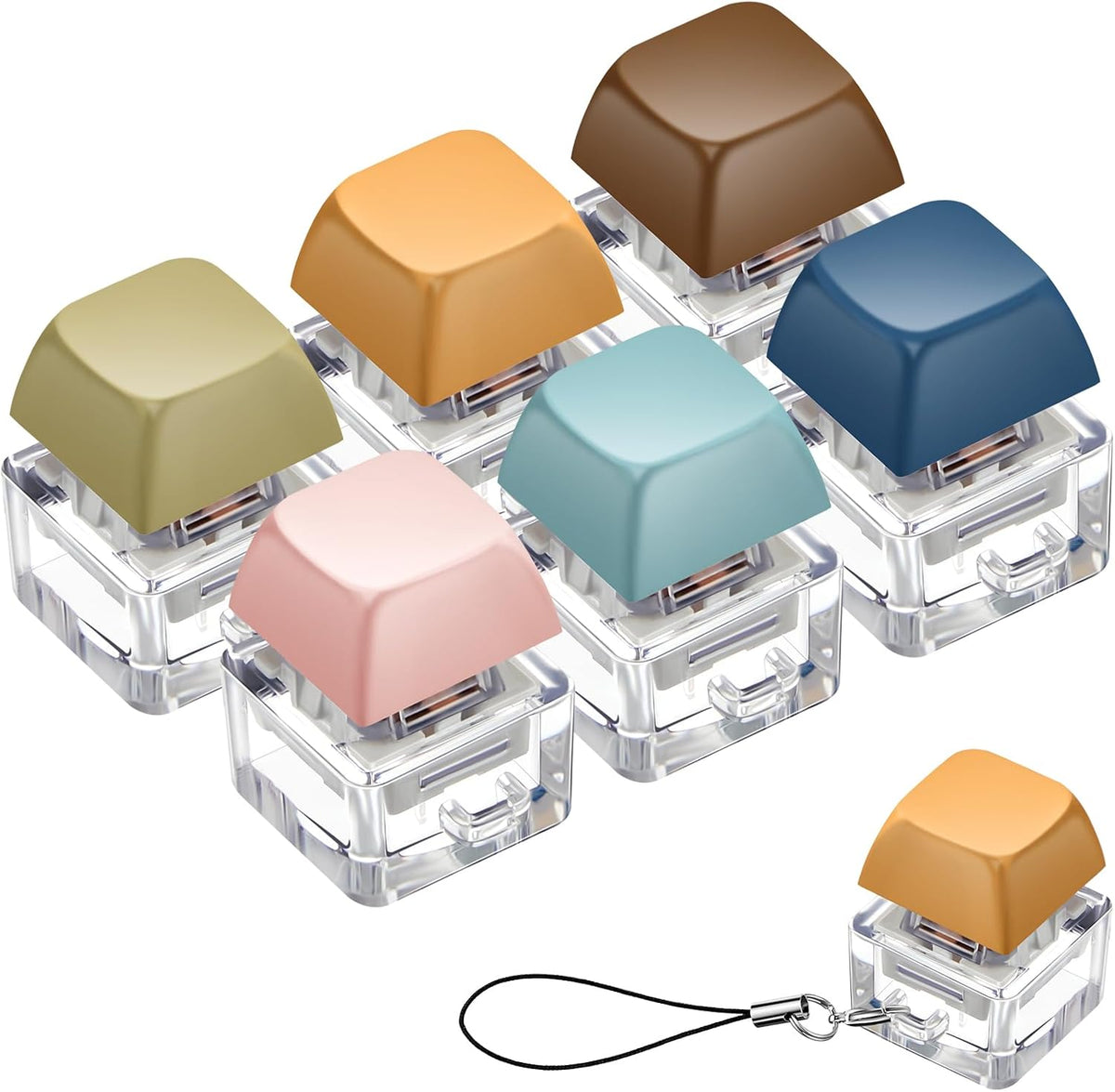 6 Pcs Keyboard Fidget Toy Keyboard Fidget Keychain - Morandi / Classic / 6