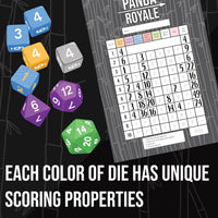 Panda Royale dice game by Last Night Games with translucent dice in 7 colors - view 4