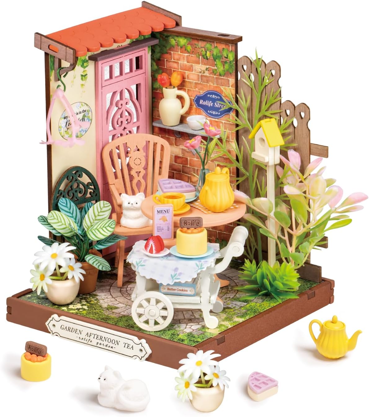 Rolife Tipsy Cat Bar DIY miniature kit, layered mini bar scene for a bookshelf - view 6