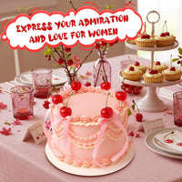Chunful fake cherry cake toppers with red polyester bows - view 34