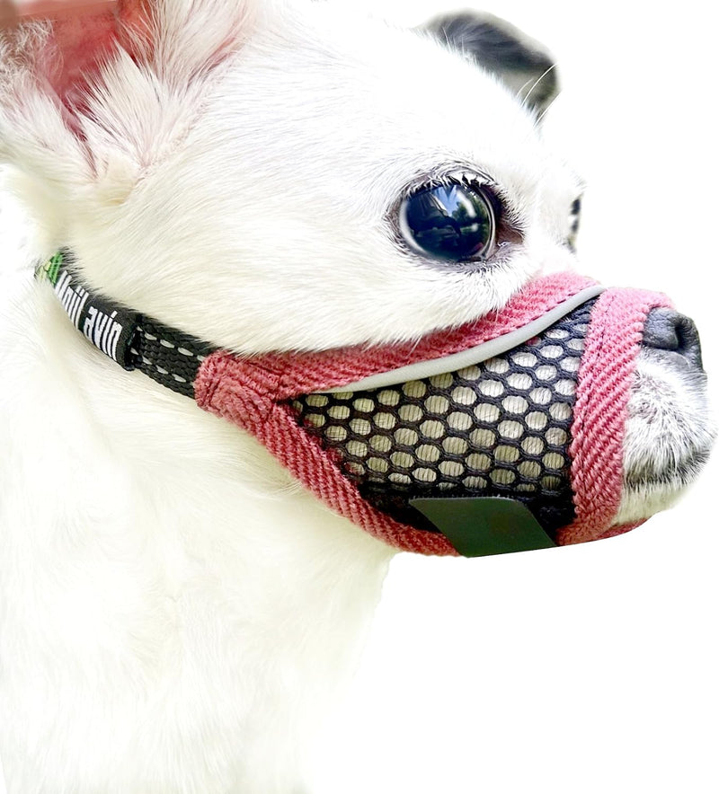 Dog Muzzle, Soft Mesh Muzzles for Small Dogs - Cherry-red / XS-Snout (5.8”-6.7”)