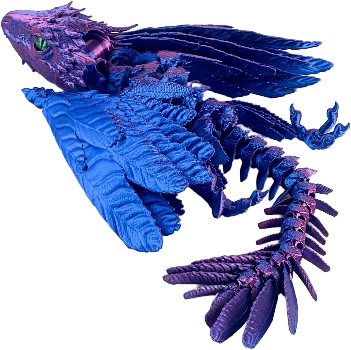 Feathered Wyvern Dragon, 3D Printed Dragon - Blue Purple