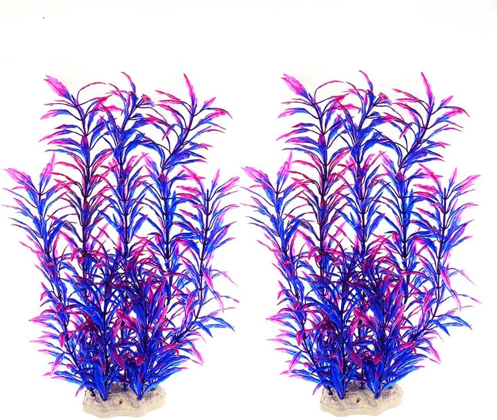 DSkoiph 2 pcs Aquarium Decor Plastic Plants Extra Large 21 Inches - Purple