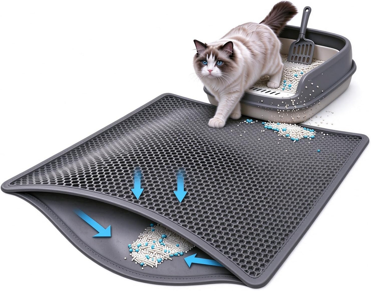 mengbu 35 x 25 inch large cat litter trapping mat with honeycomb layers