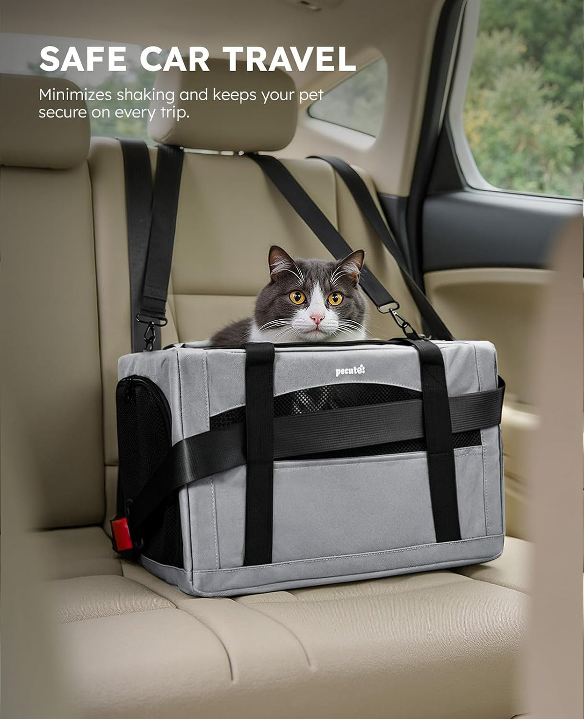 Pecute Cat Carrier Stable, Pet Carrier with Privacy Partition - Gray Regular / 16.9"L x 11.0"W x 11.0"H - image 3