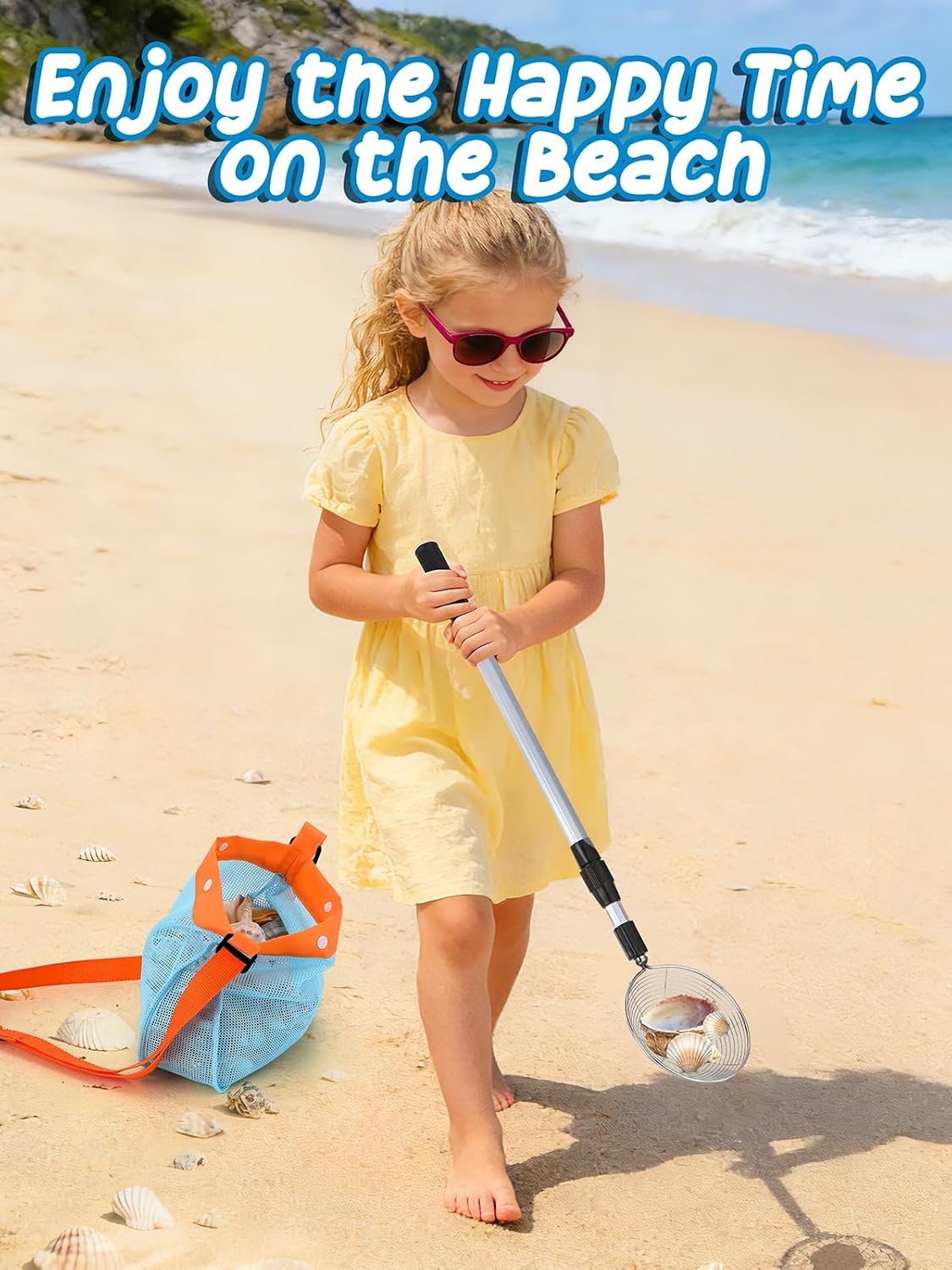 2 Pack 21.6"~33" Adjustable Sand Sifter with Seashell Bags for Adults - 1 Pack - image 3