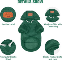 Small Dog Hoodie,Warm Winter Dog Sweater with Pocket & Leash Hole – Essentials for Dogs - Dark Green / M (Back: 16",Chest: 22", Neck: 13") - image 3