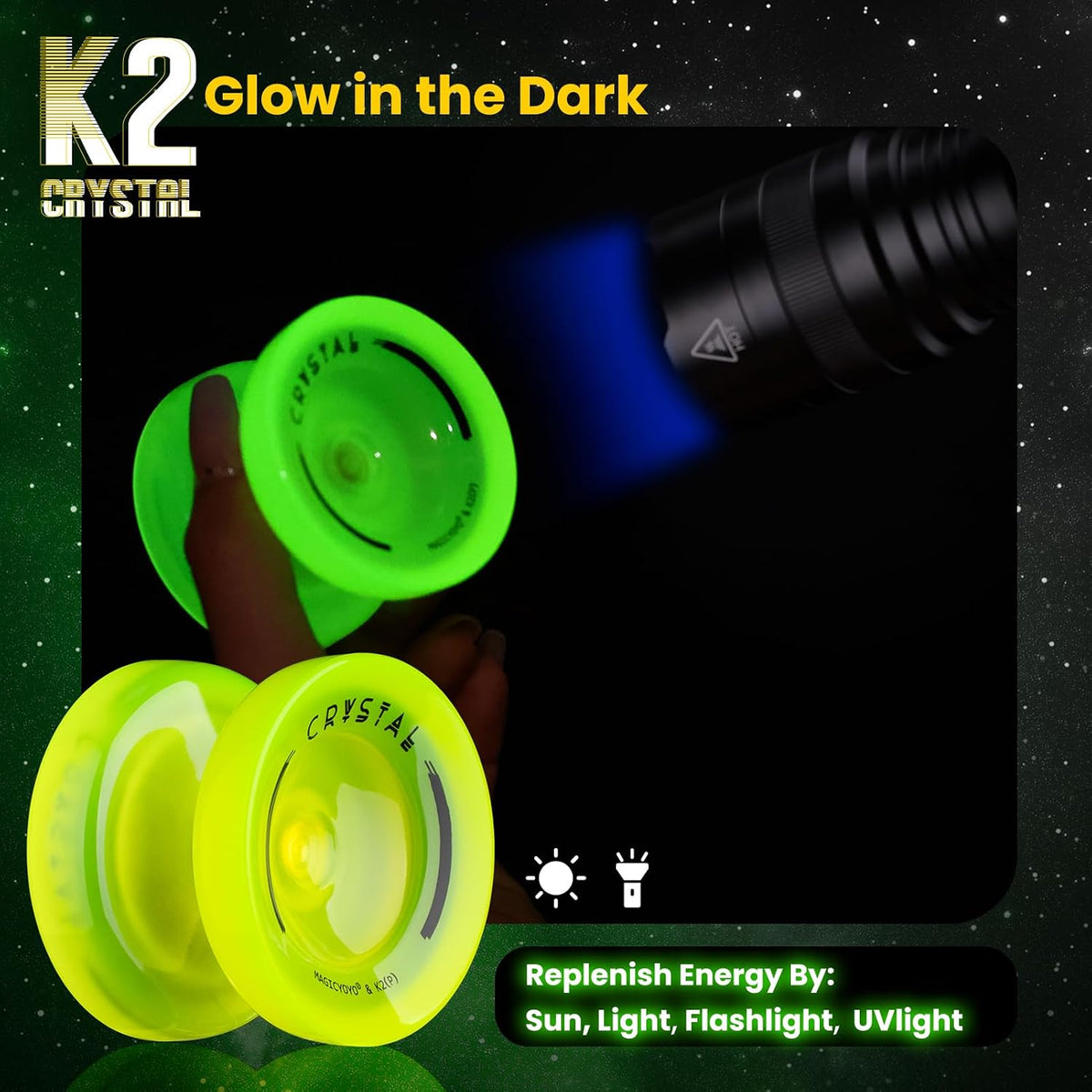 MAGICYOYO K2 Yoyo Professional Glow in The Dark - Glow Yellow - image 3