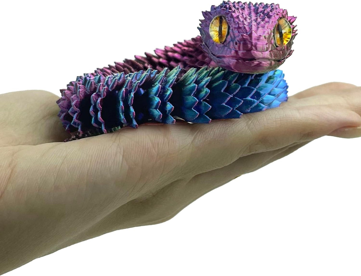 24in 3D Printed Snake Toys, Flexible 3D Printed Animal - Red Green Blue / 12in