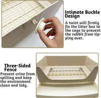 PINVNBY Rabbit Litter Box with Drawer for Cage Bunny Corner Litter - White - image 4