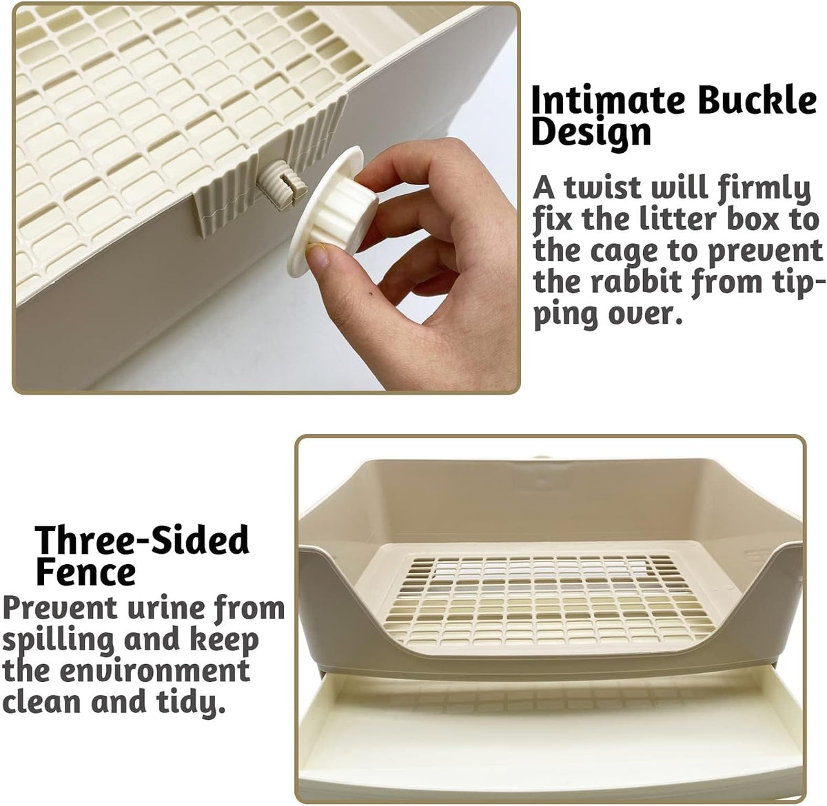 PINVNBY Rabbit Litter Box with Drawer for Cage Bunny Corner Litter - White - image 4