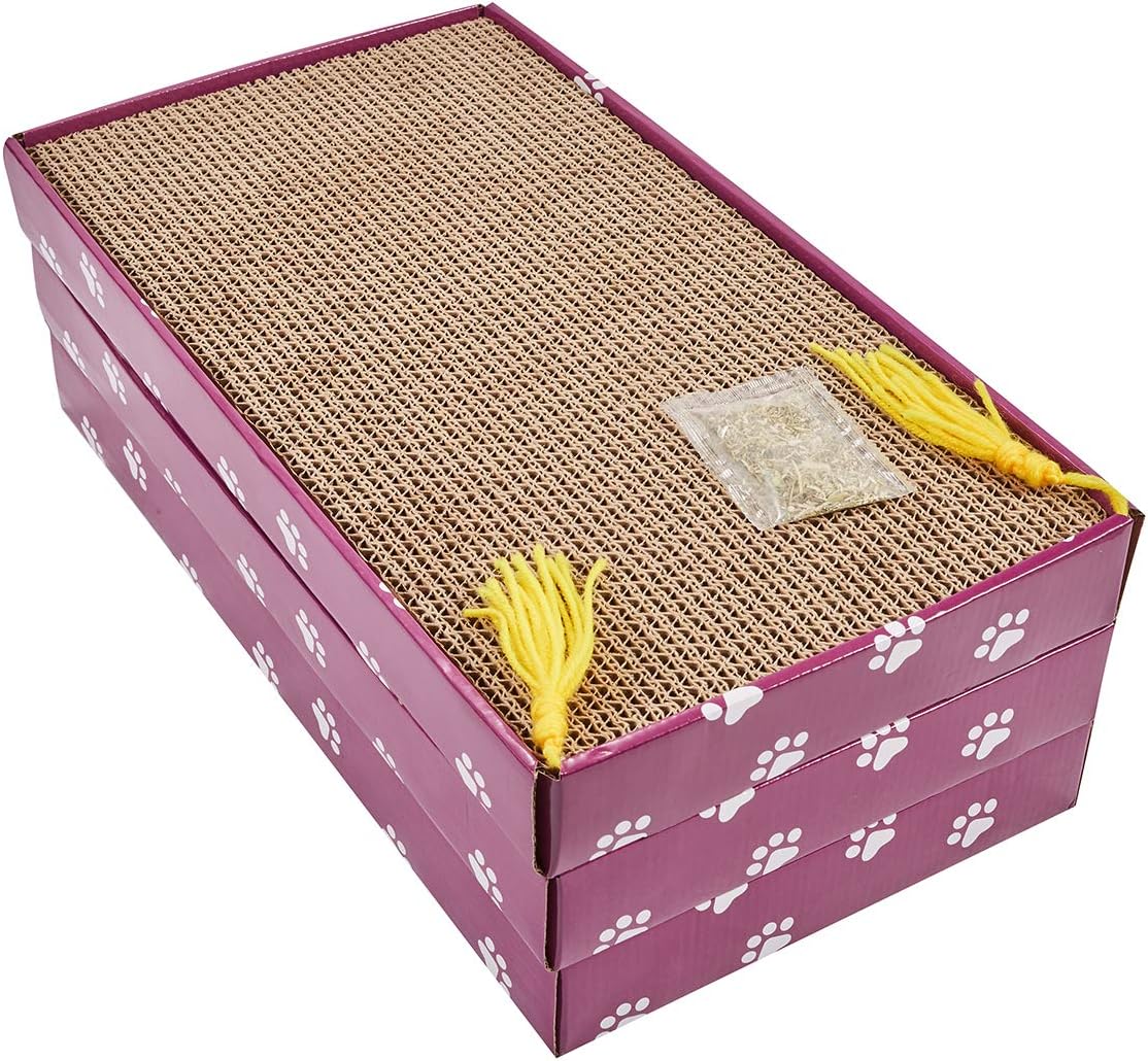 PEEKAB Cat Scratcher Cardboard Wide Scratching Board Reversible - XL-3pack