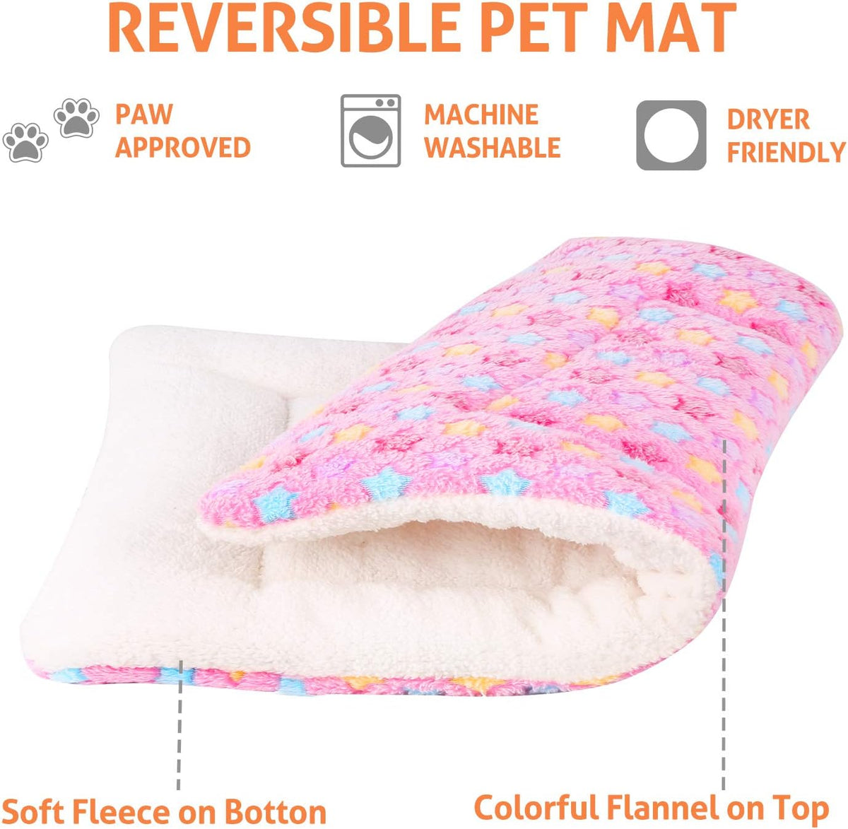 Mora Pets Cat Bed Ultra Soft Dog Crate Pad Star Print 14 x 17.5 inch - 42-Inch / Pink - image 2