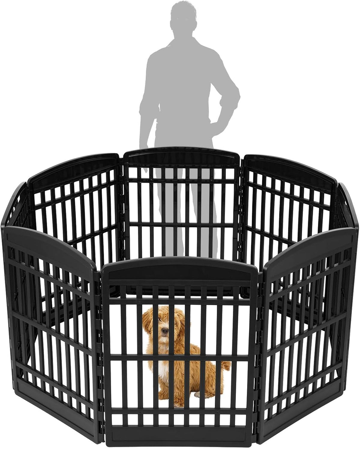 IRIS USA 4-Panel Dog Playpen, Pet Enclosure - Black / 8 Panel – 34" H - image 4