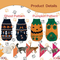 2 pack pet Halloween sweaters in orange pumpkin and black skull designs for cats and small dogs - view 2