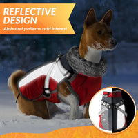 SlowTon Dog Jacket with Harness - Red & Gray / X-Large (Chest 25.0"-29.0") - image 3