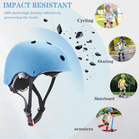 FOOKCIAN Kids Helmet,Toddler Skateboard Helmets for Ages 2-3-5-8-14 Years Boys Girls with Knee - Light blue / Small: 18.9"-21.3" / 3-8 year - image 3