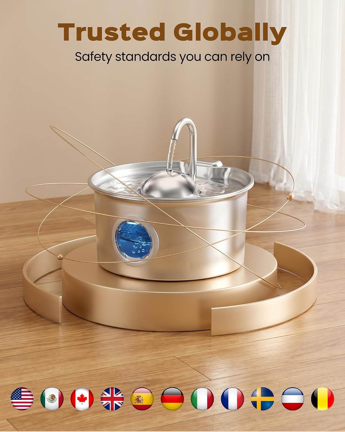 Cat Water Fountain Stainless Steel: Pet Water Fountains for Cats - Cat Fountain+6 Filters +3 Sponges - image 3