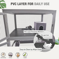 Ferret Cage Rat Cage Indoor Outdoor, Large Guinea Pig Cages with 4 Levels, Wooden Chinchilla Cage with Wheels for Hamster, Chameleon, Gerbils and Other Small Animals Anti-Chewing