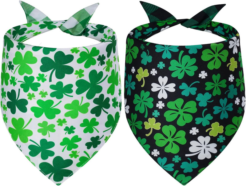 Halloween Dog Bandanas XLarge 2PCS, Fall Bibs for Boy and Girl – Essentials for Dogs - st patricks day B-26 / Large