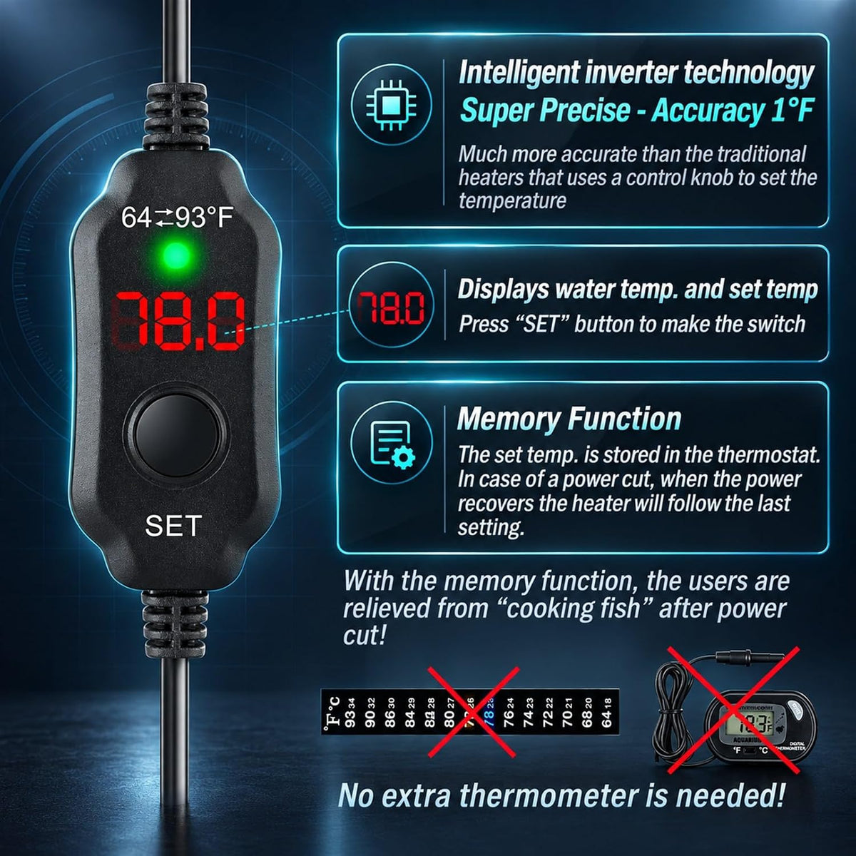 AquaMiracle 5V/2A USB 10W Super Mini Aquarium Heater for Tanks up - ≤ 4 Gal Tanks - image 4