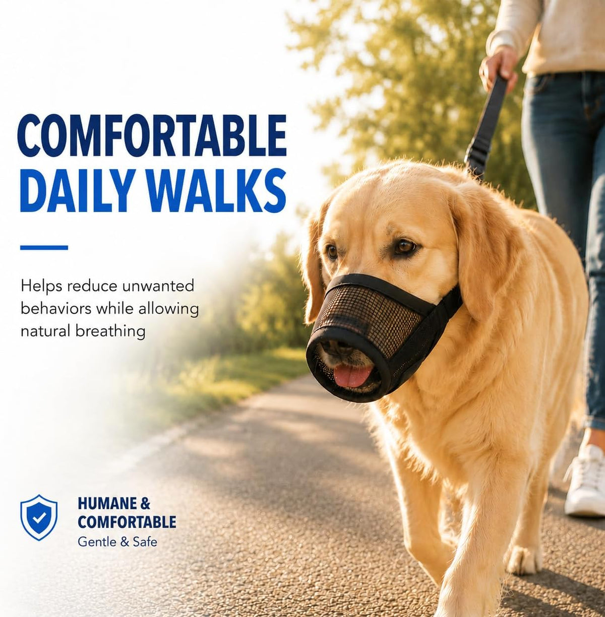 Dog Muzzle, Soft Air Mesh Muzzles for Large Sized Dogs - Black / M - image 4